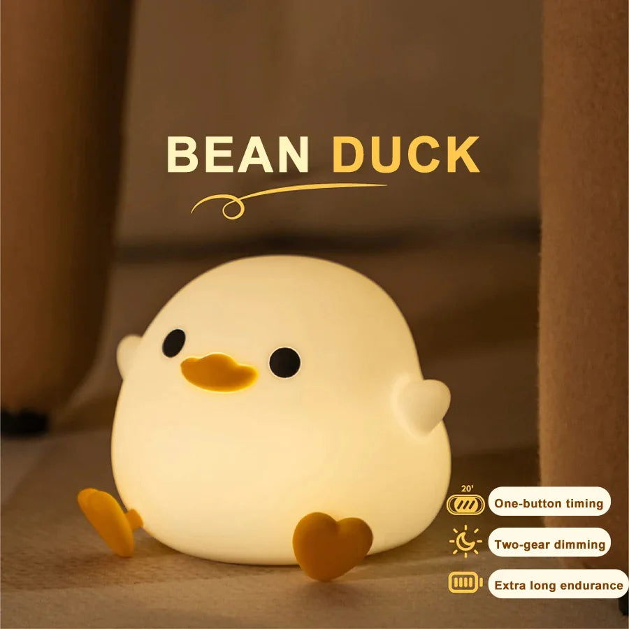 Doudou Duck Silicone Night Light Alarm Lamp