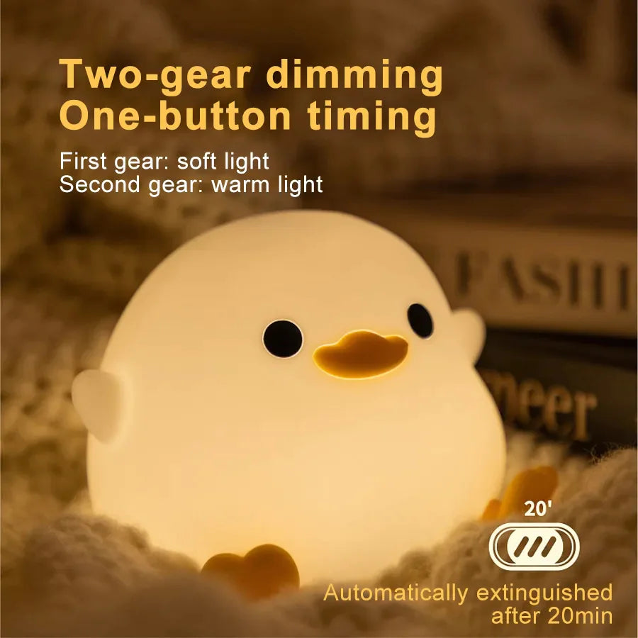 Doudou Duck Silicone Night Light Alarm Lamp
