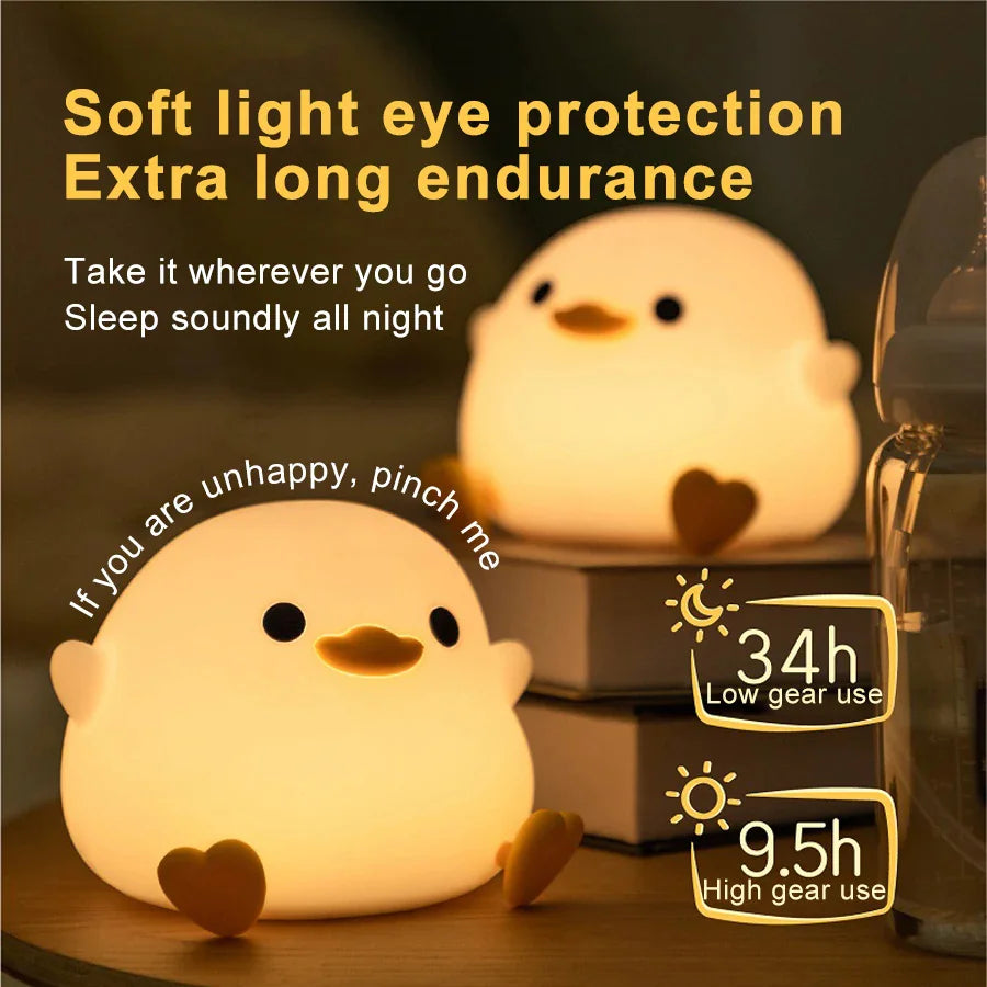 Doudou Duck Silicone Night Light Alarm Lamp