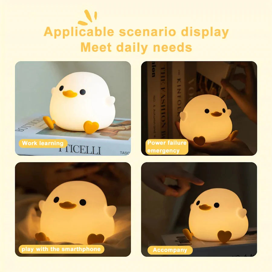 Doudou Duck Silicone Night Light Alarm Lamp
