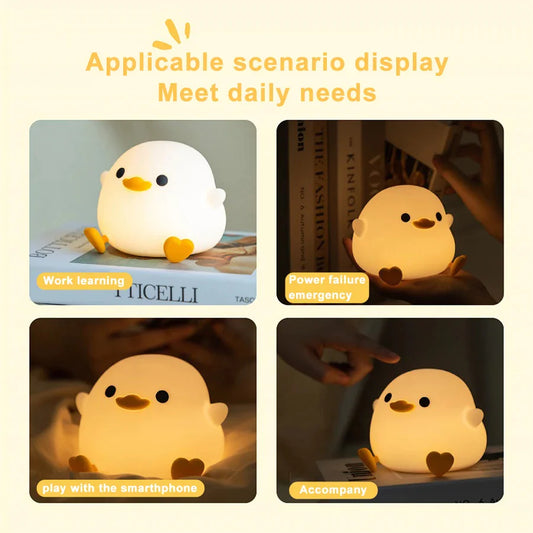 Doudou Duck Silicone Night Light Alarm Lamp